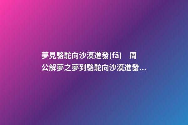 夢見駱駝向沙漠進發(fā)　周公解夢之夢到駱駝向沙漠進發(fā)